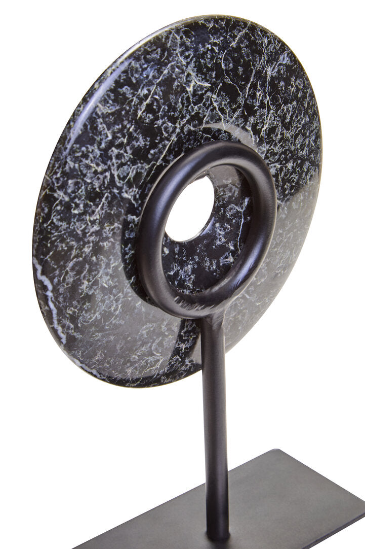 Ceni Black Marble Round Disc Sculpture - Extra Small