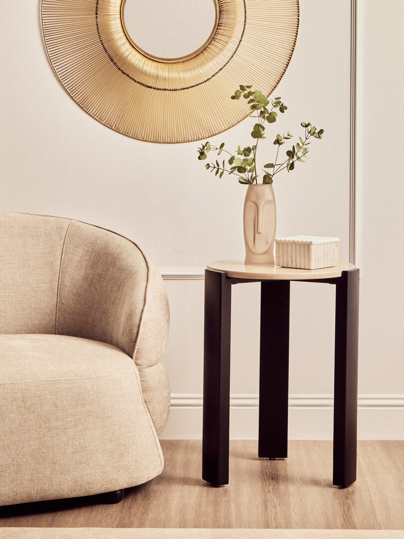 Palisades Side Table - Cream Marble