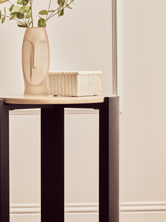 Palisades Side Table - Cream Marble