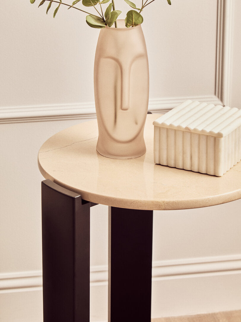 Palisades Side Table - Cream Marble
