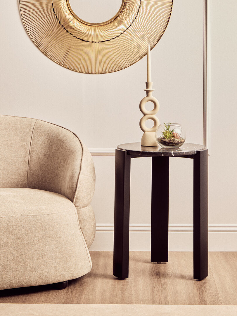 Palisades Side Table - Black Marble
