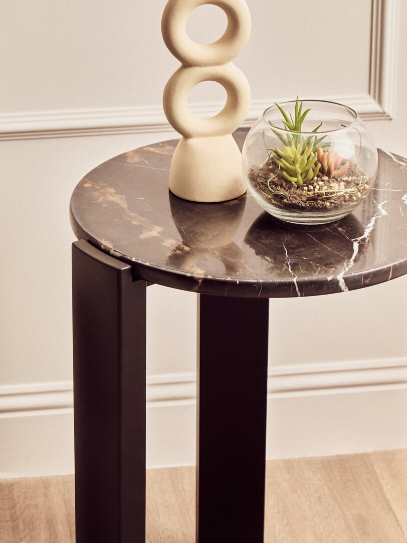 Palisades Side Table - Black Marble