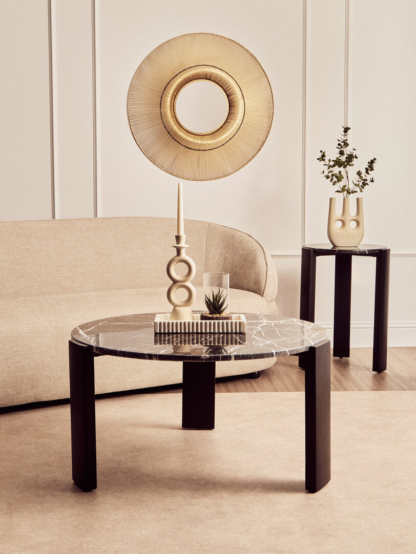 Palisades Side Table - Black Marble