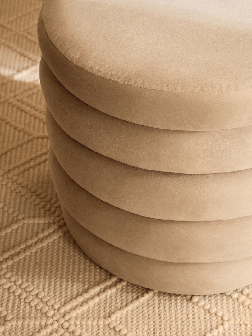 Solis Velvet Footstool - Cream