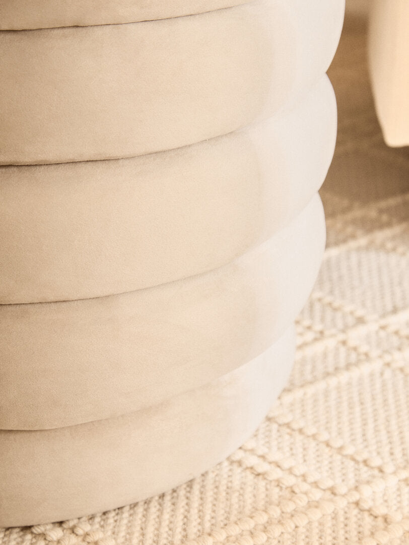 Solis Velvet Footstool - Cream