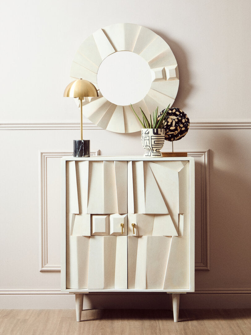 Arvion Mango Wood Cabinet - White Wash