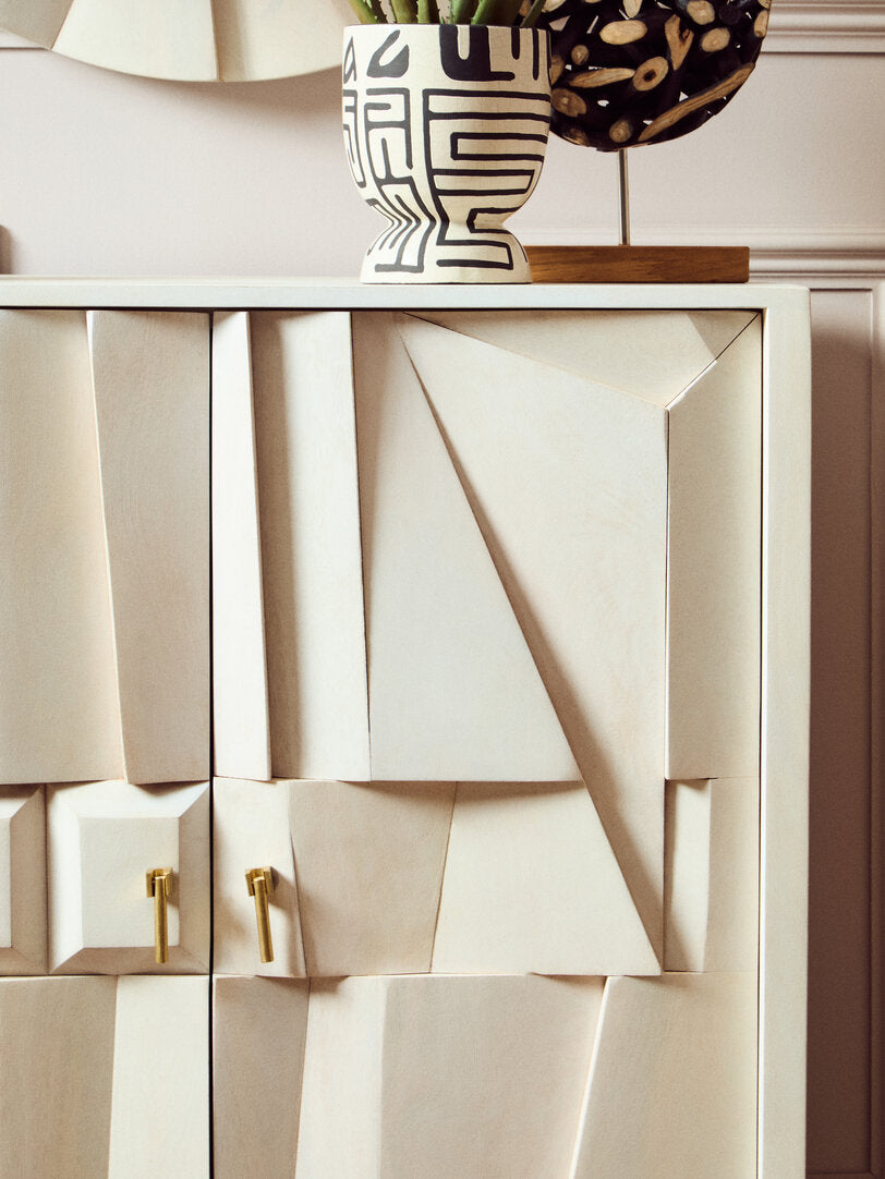 Arvion Mango Wood Cabinet - White Wash