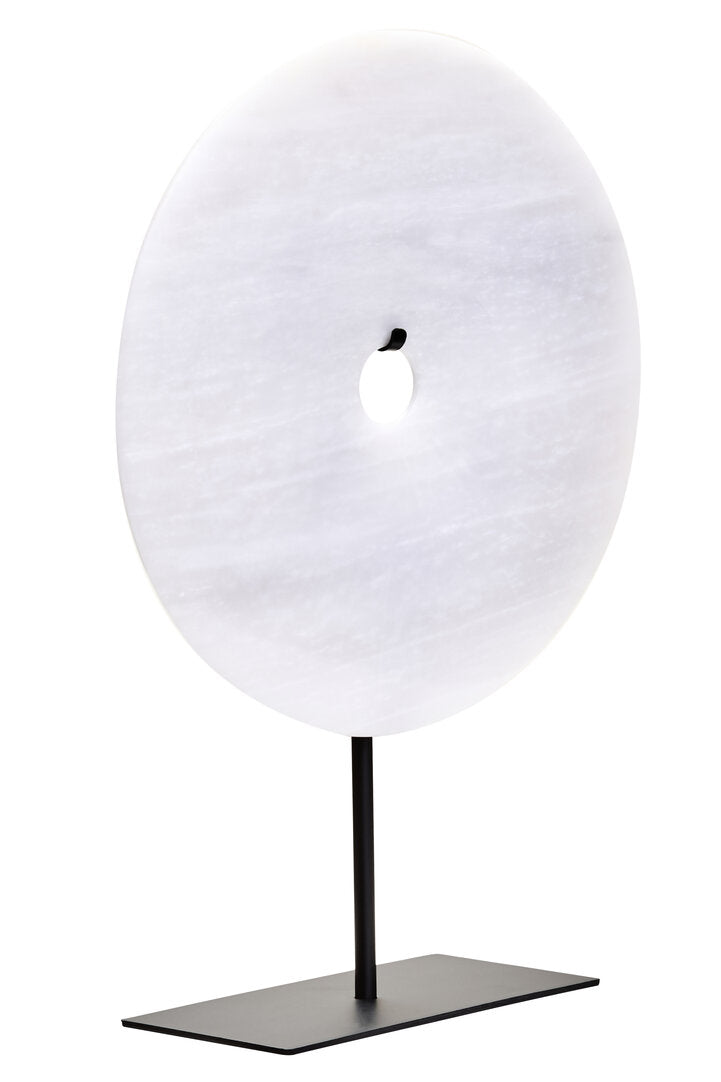 Rio Marble Disc Sculpture- Grey - Medium