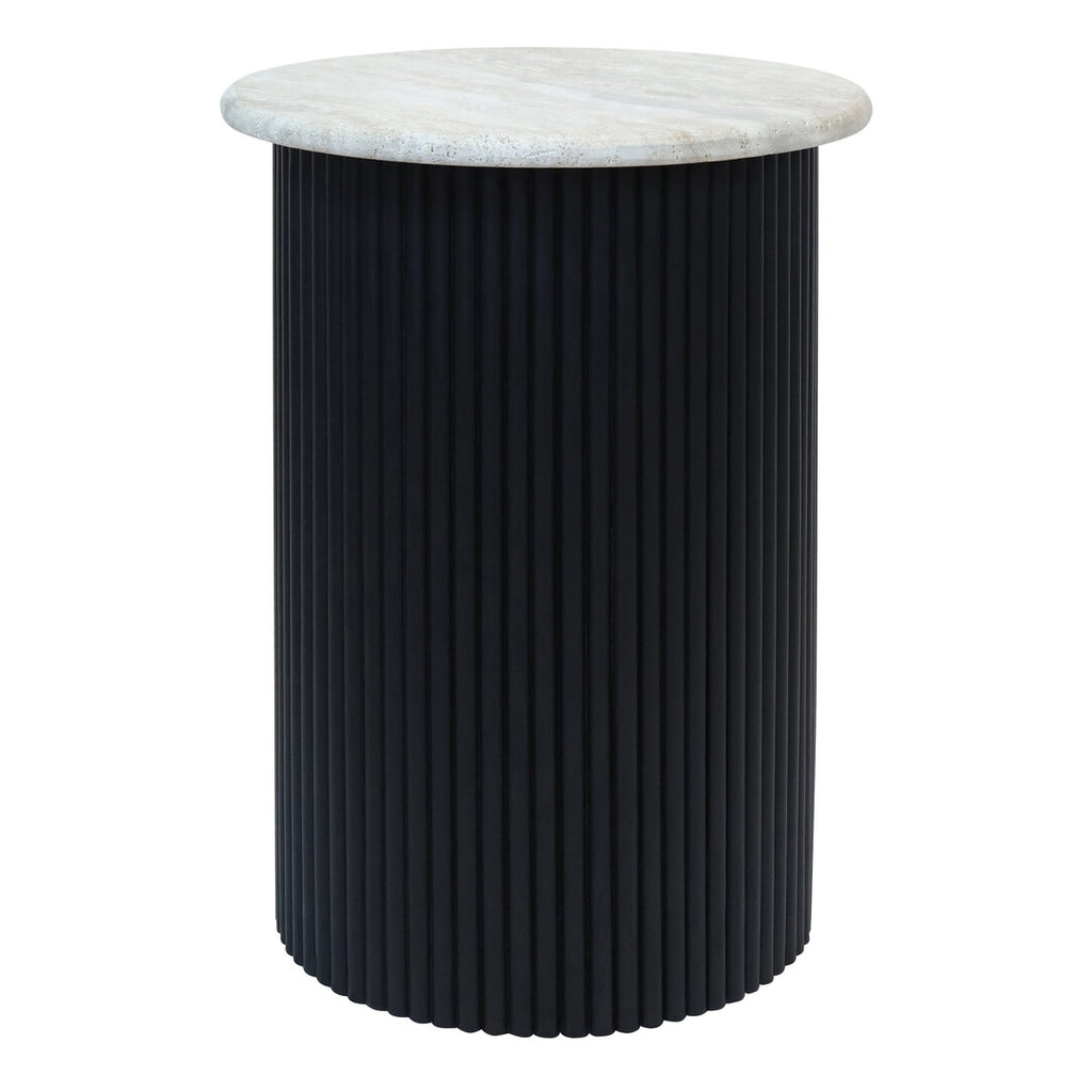 Cove Side Table - Travertine & Black