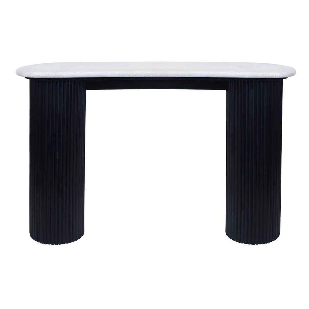 Cove Console Table - Travertine & Black