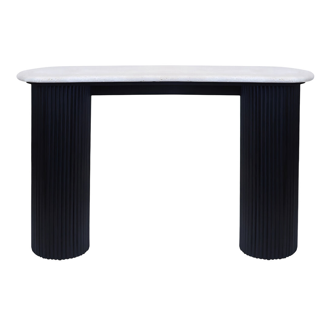 Cove Console Table - Travertine & Black