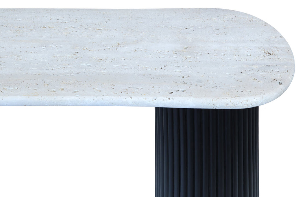 Cove Console Table - Travertine & Black