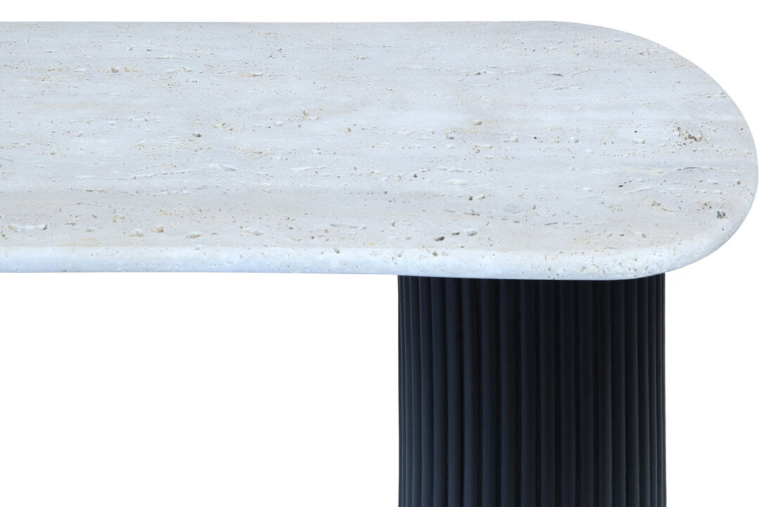 Cove Console Table - Travertine & Black