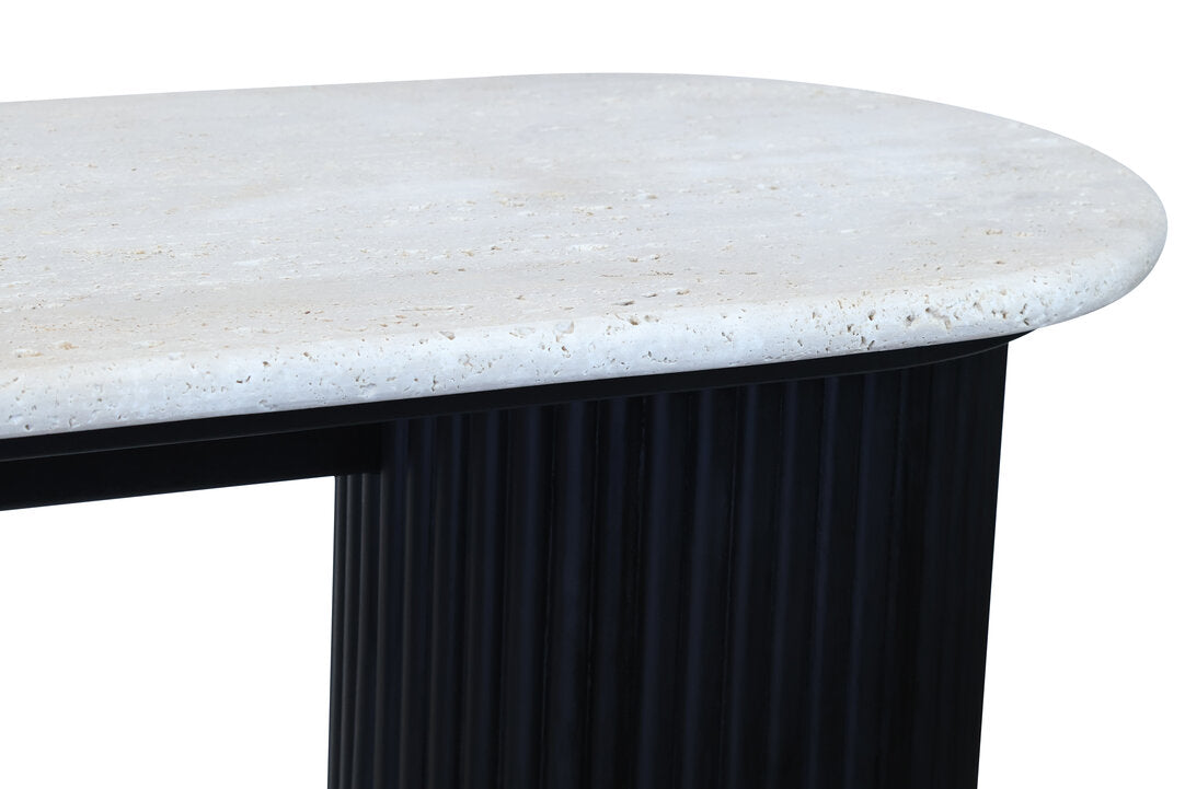Cove Console Table - Travertine & Black