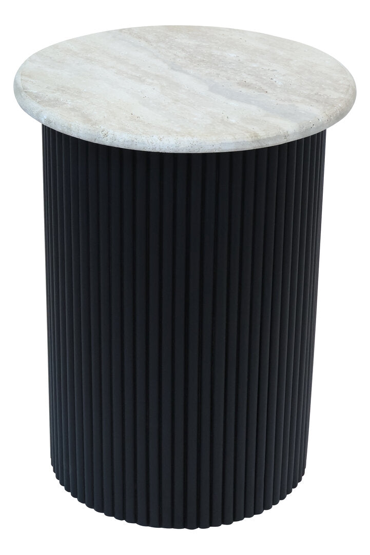 Cove Side Table - Travertine & Black