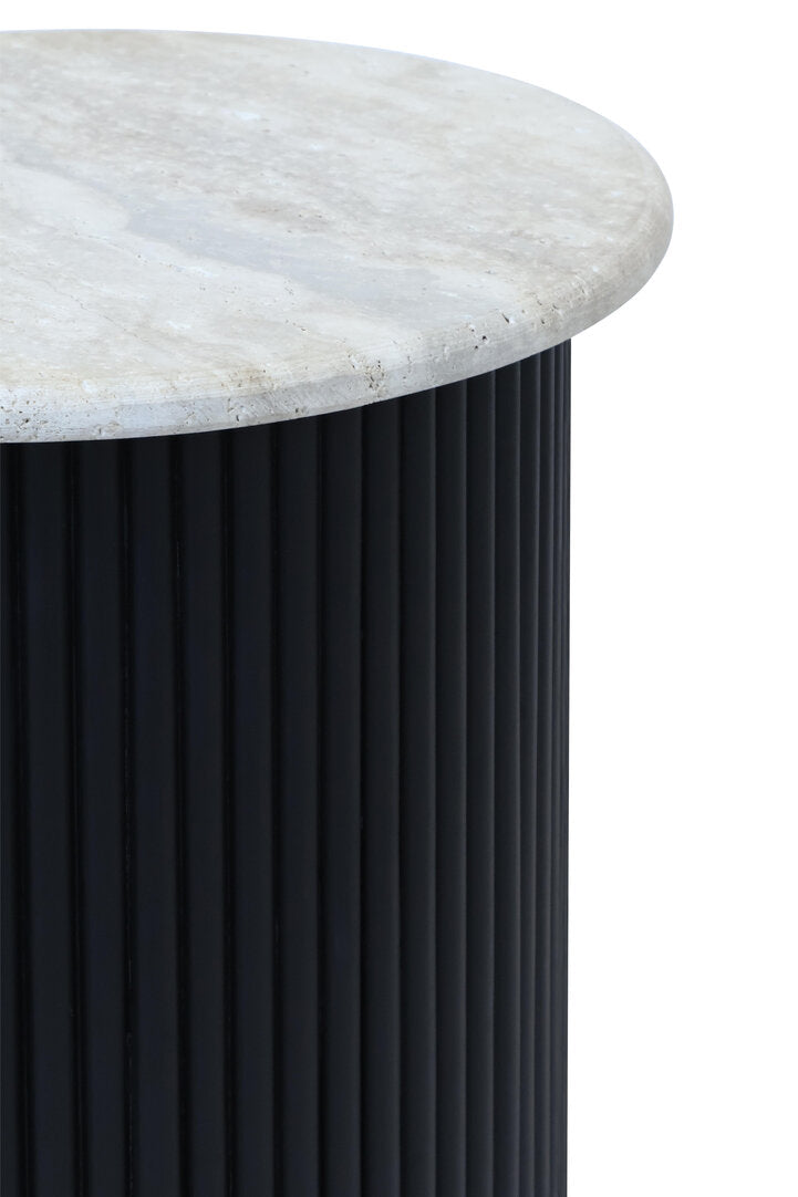 Cove Side Table - Travertine & Black