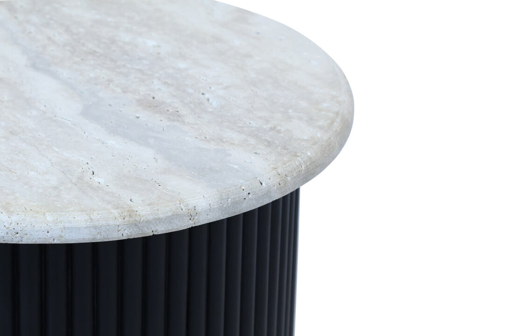 Cove Side Table - Travertine & Black