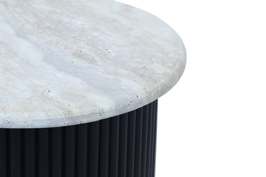 Cove Side Table - Travertine & Black