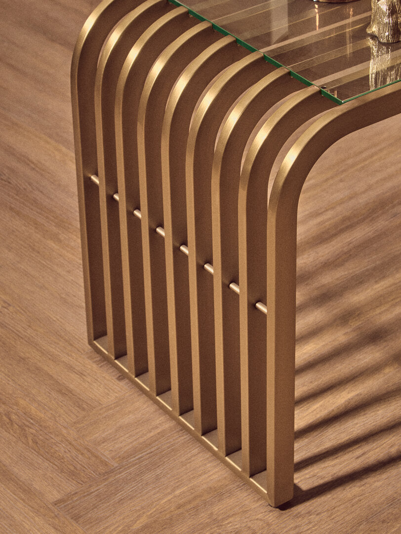 Conrad End Table - Matte Gold & Glass