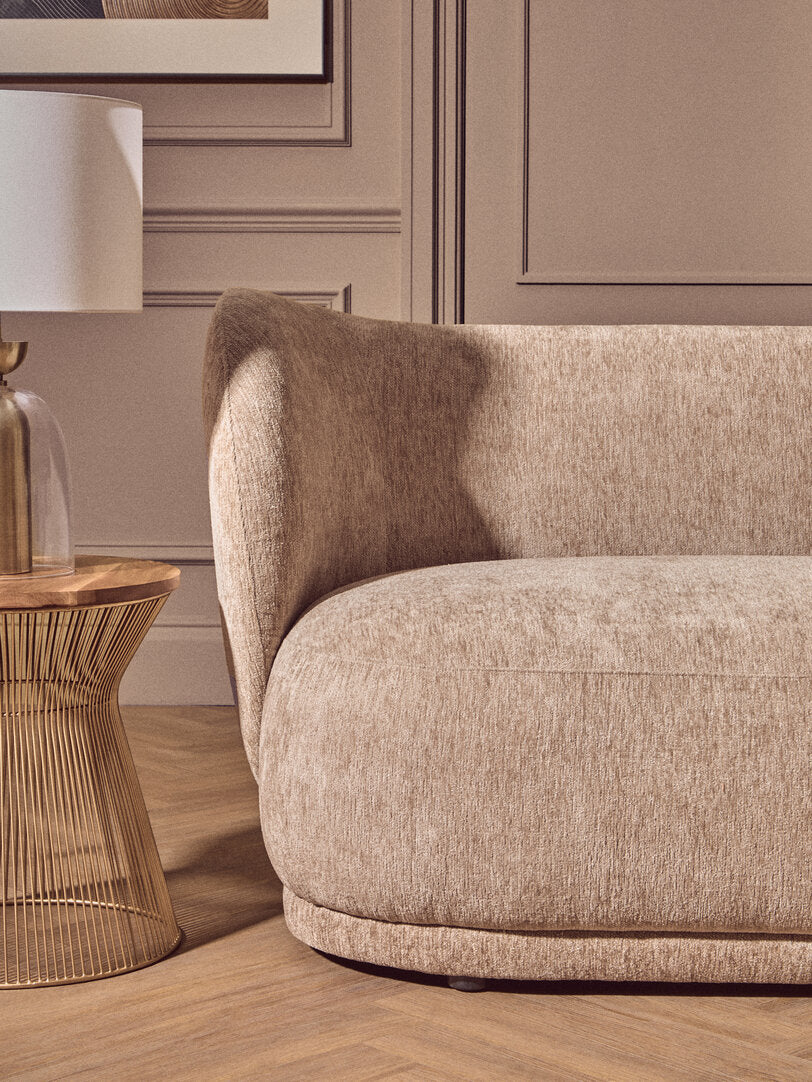 Ariselle Curved Three Seater Sofa - Deep Stone Chenille