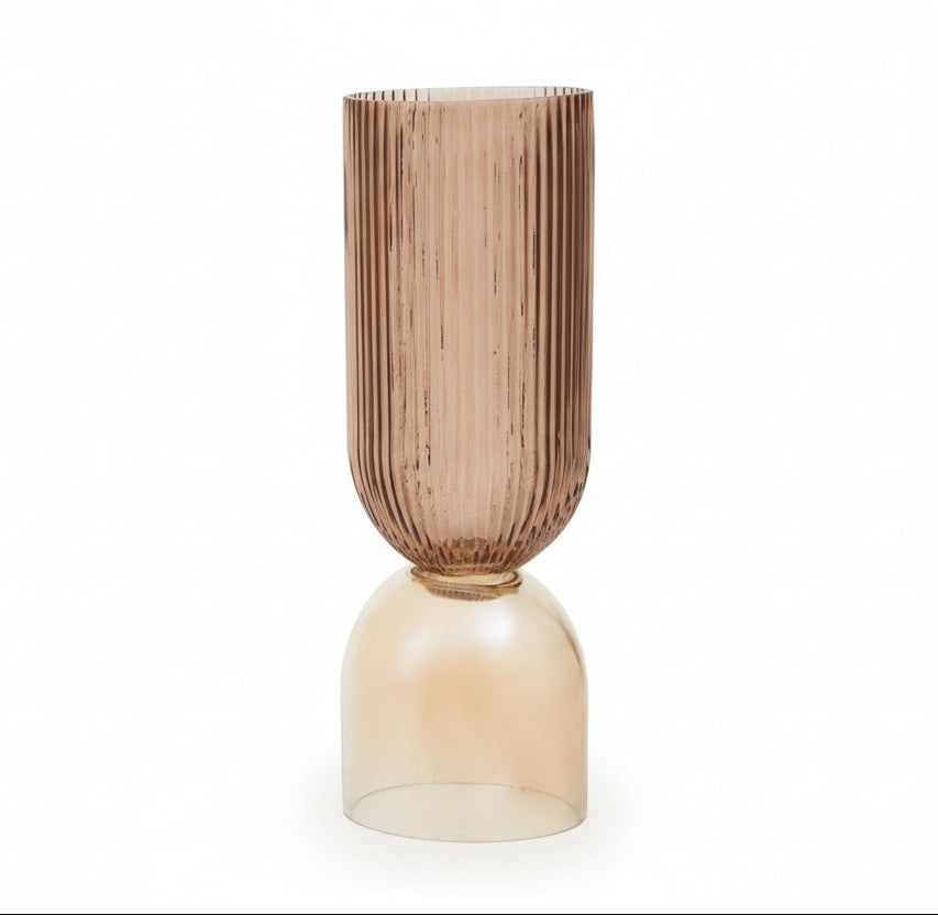 Moss Amber and Brown Glass Vase - Large