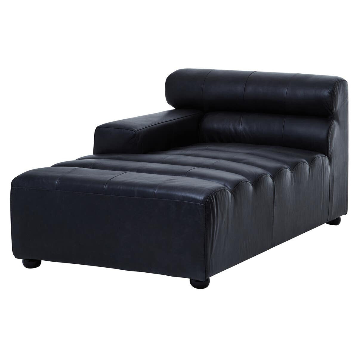 Marconi Left Arm Modular Chaise – Antique Black Leather