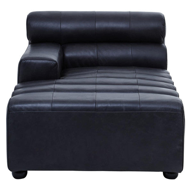 Marconi Left Arm Modular Chaise – Antique Black Leather