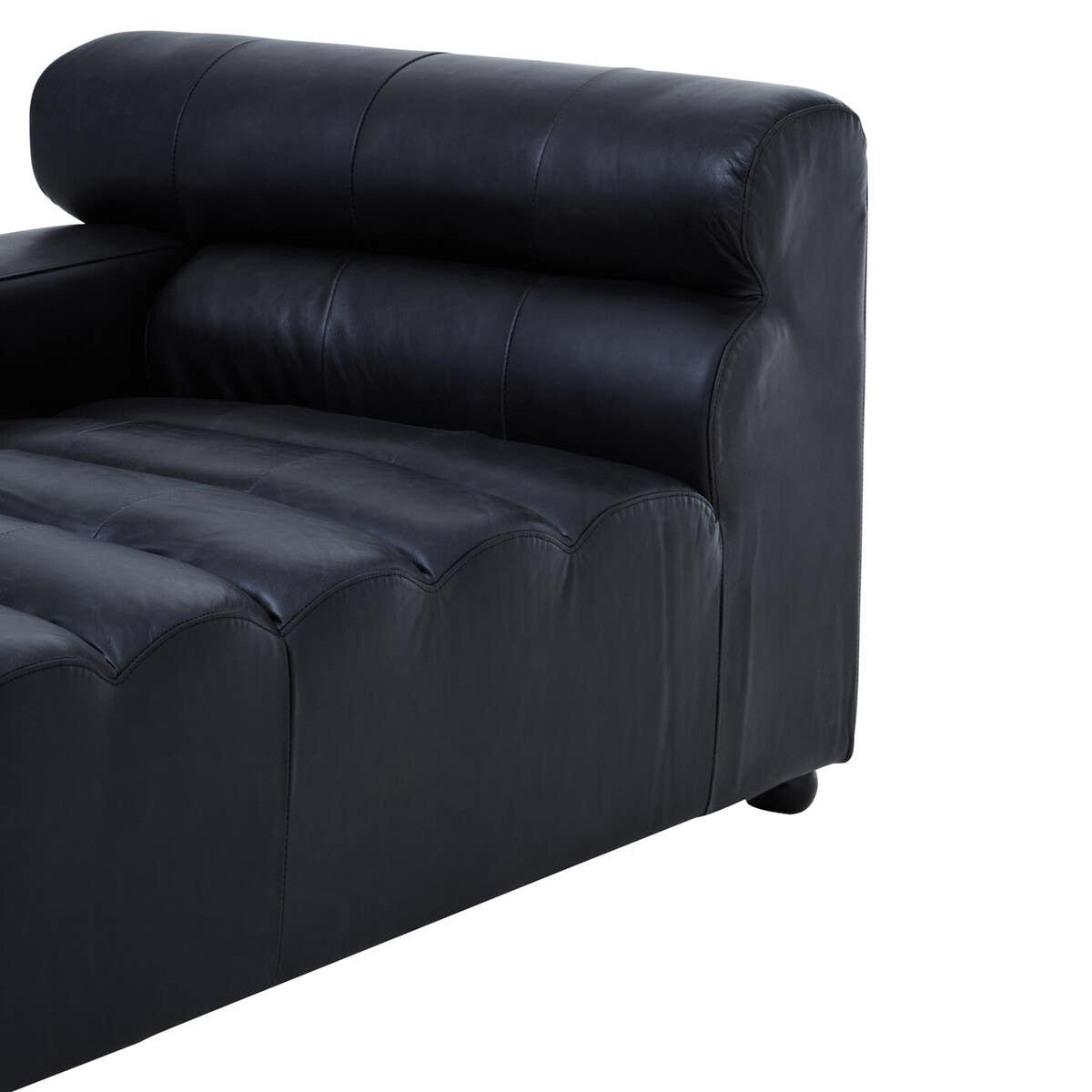 Marconi Left Arm Modular Chaise – Antique Black Leather