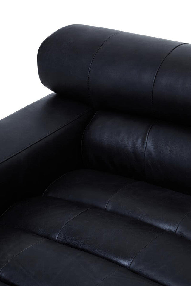 Marconi Left Arm Modular Chaise – Antique Black Leather