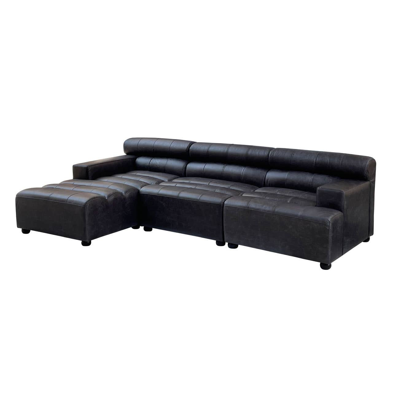 Marconi Right Arm Modular Sofa Piece – Antique Black Leather