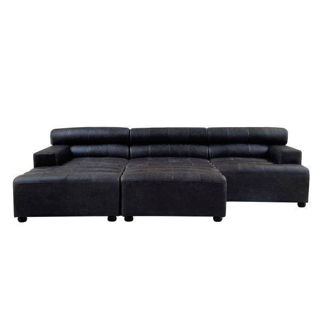 Marconi Right Arm Modular Sofa Piece – Antique Black Leather