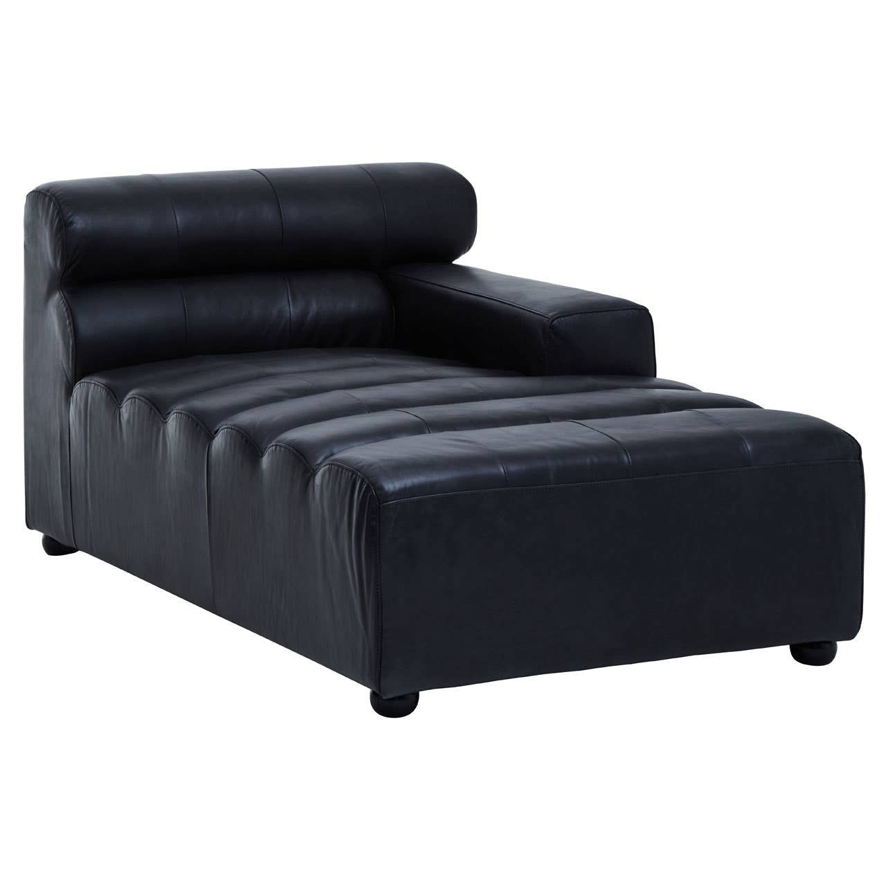 Marconi Right Arm Modular Chaise – Antique Black Leather