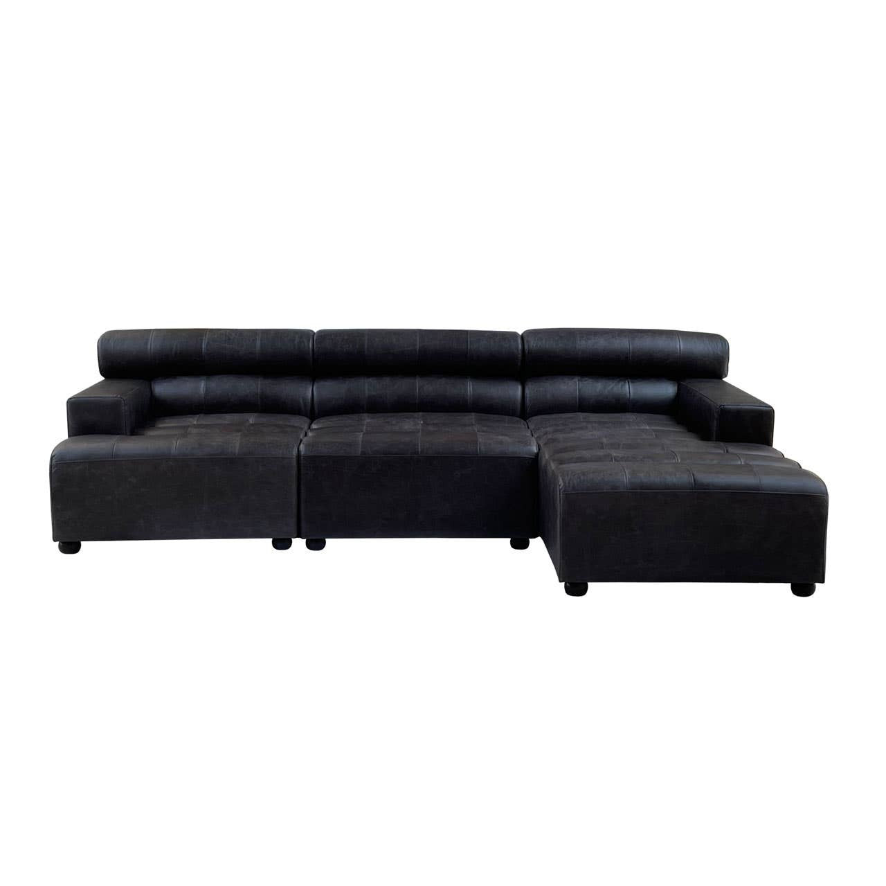 Marconi Right Arm Modular Chaise – Antique Black Leather
