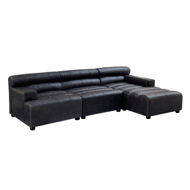 Marconi Right Arm Modular Chaise – Antique Black Leather