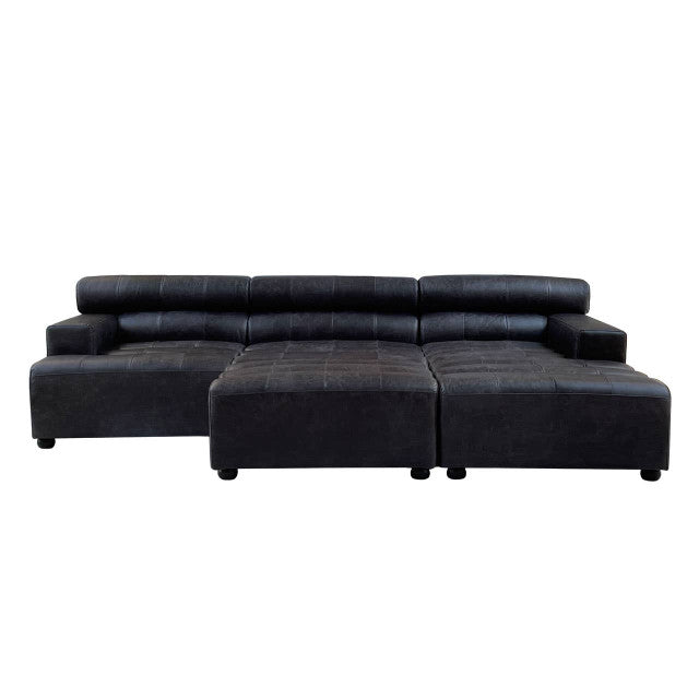 Marconi Left Arm Modular Sofa Piece – Antique Black Leather