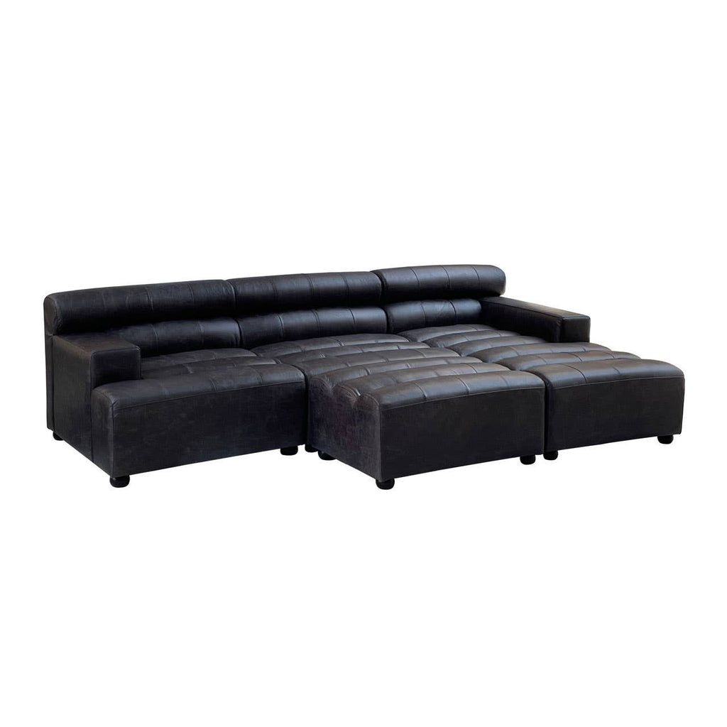 Marconi Left Arm Modular Sofa Piece – Antique Black Leather