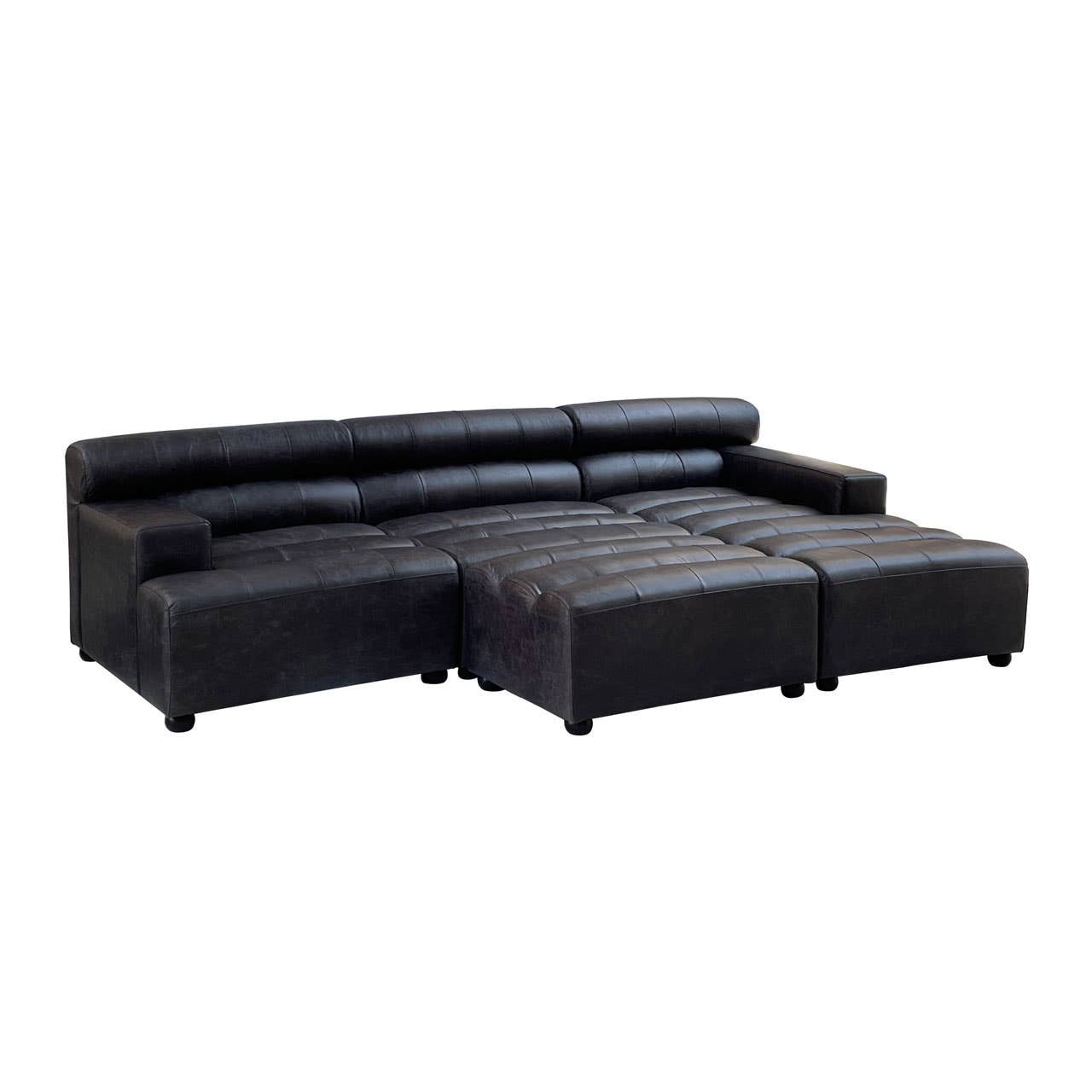 Marconi Left Arm Modular Sofa Piece – Antique Black Leather
