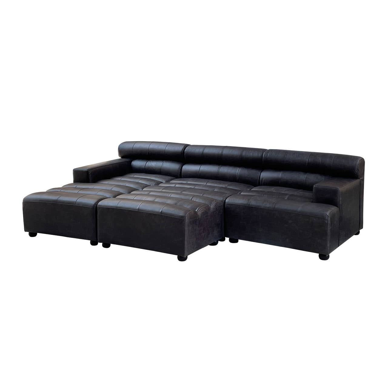 Marconi Modular Ottoman – Antique Black Leather