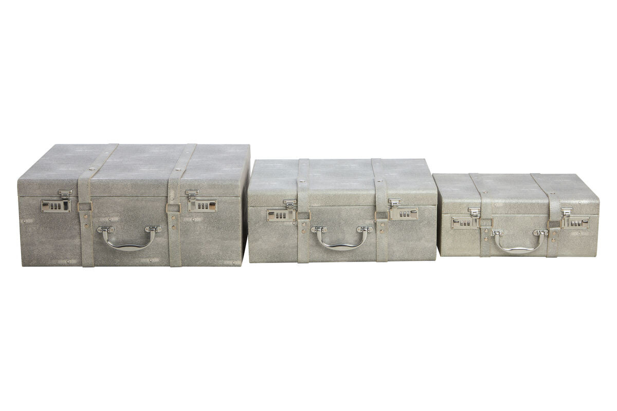 Pendry Storage Trunks - Set of 3 - Grey Shagreen