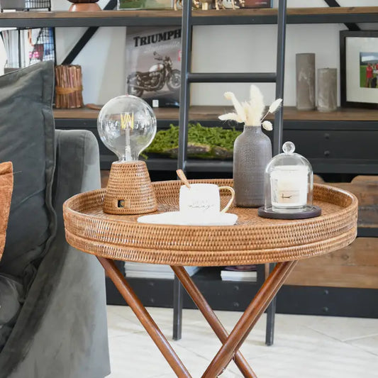 Rattan Side Table in Natural Honey Kinpun