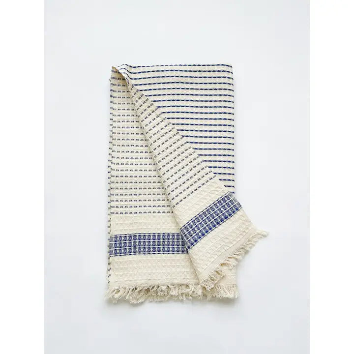 Milos Check Hammam Towel - Blue
