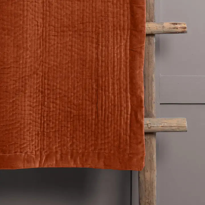 Haze Velvet Quilted Throw Sunset