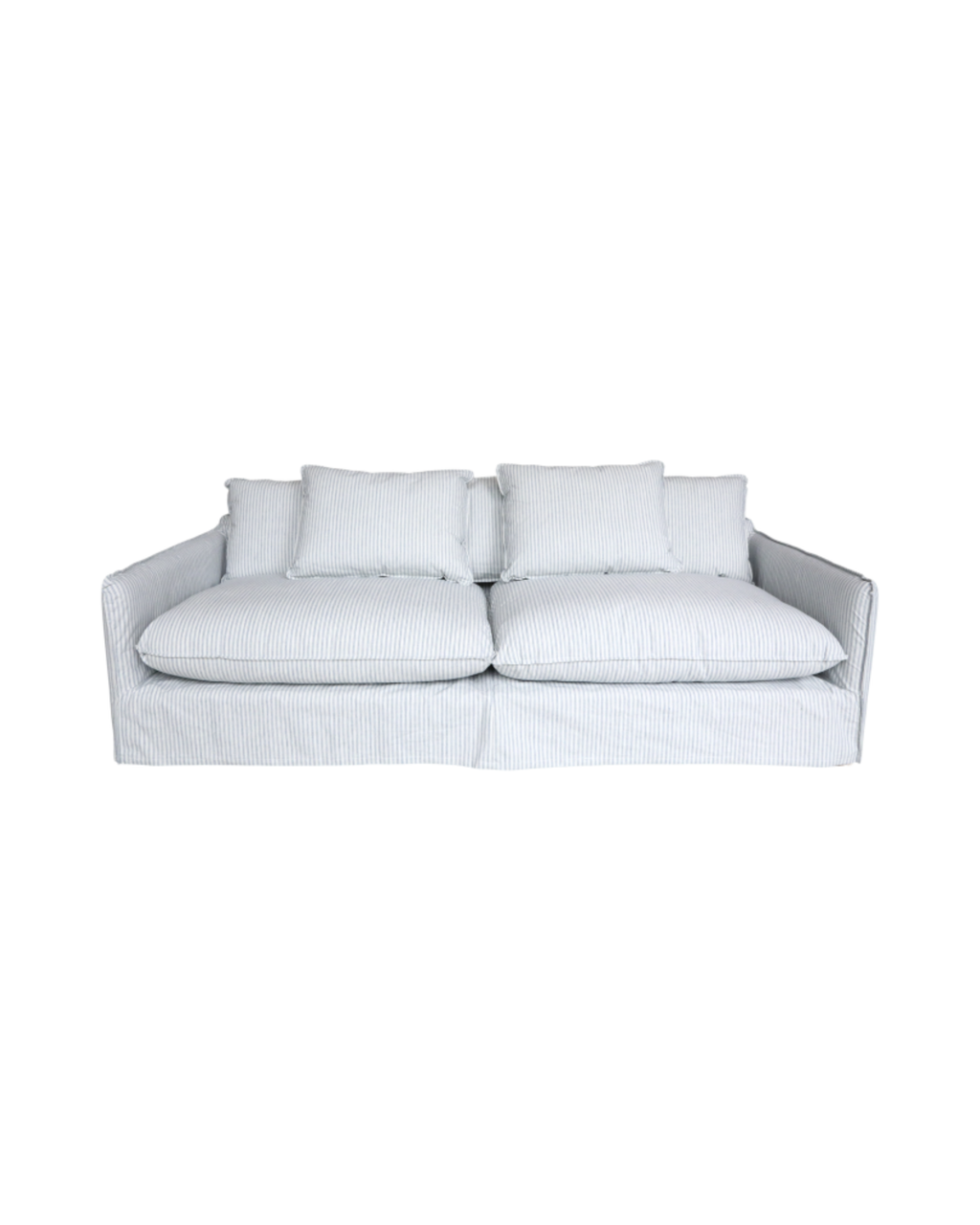 Coastline 3 Seater Linen Sofa - Azure Blue & Ivory