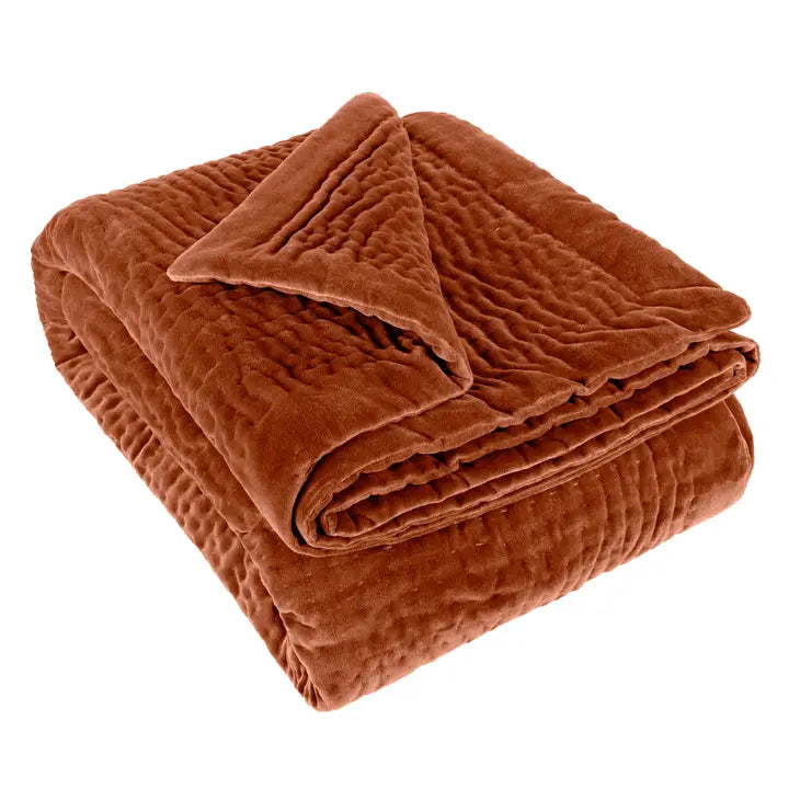 Haze Velvet Quilted Throw Sunset
