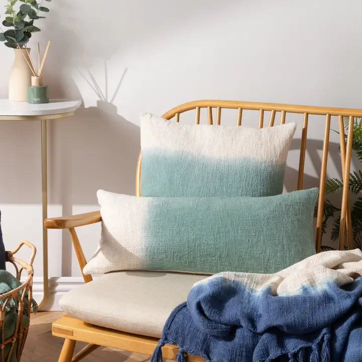 Mizu Rectangular Dip Dye Cushion Eucalyptus