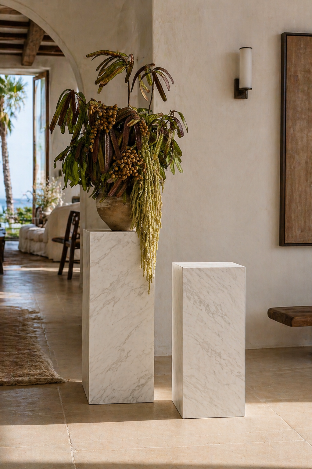 Soro Large Pedestal -White Marble