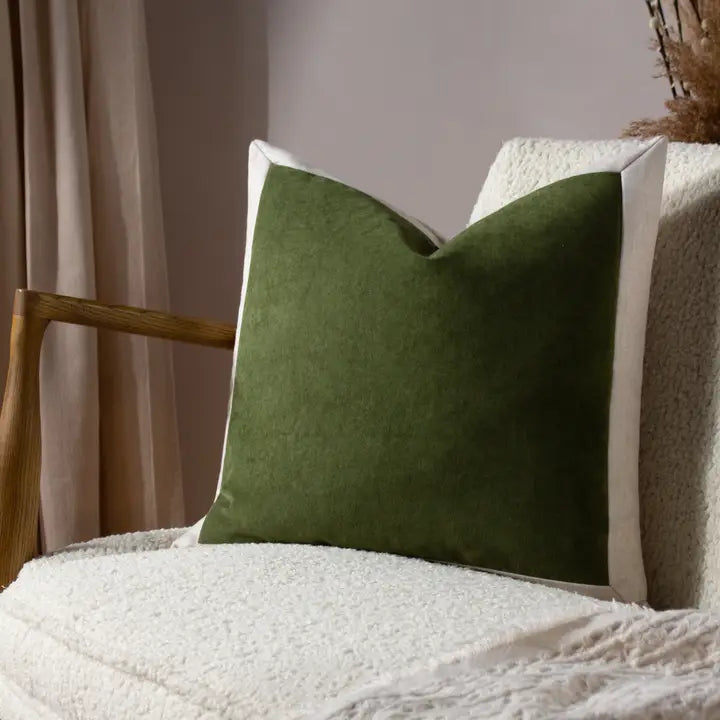 Auden Linen Velvet Cushion Olive Oil