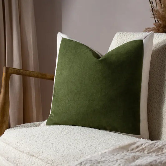 Auden Linen Velvet Cushion Olive Oil