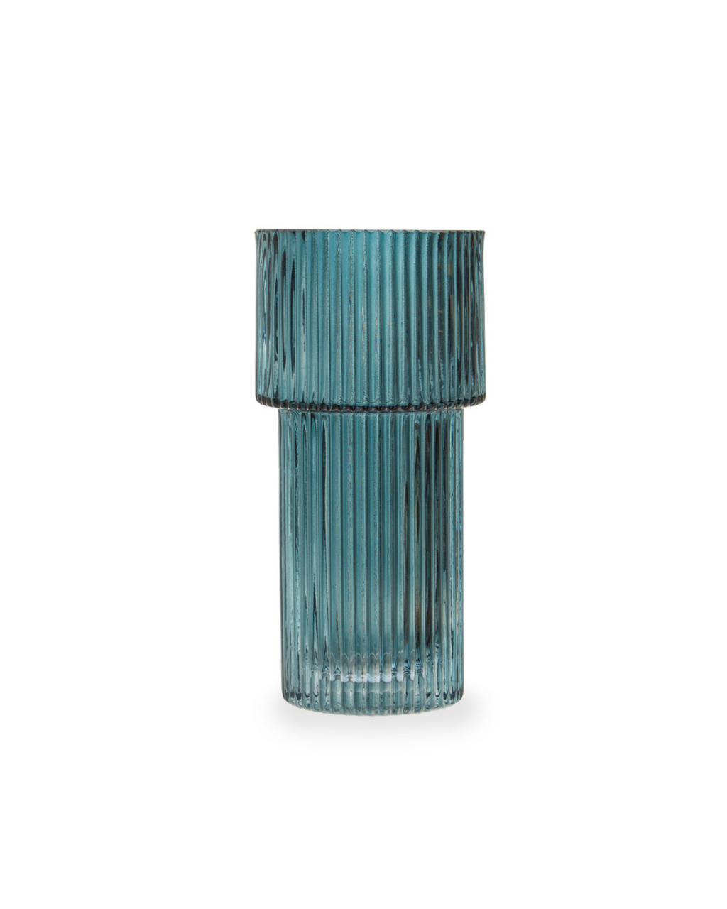 Sierra Blue Ribbed Glass Vase - Small