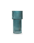 Sierra Blue Ribbed Glass Vase - Small